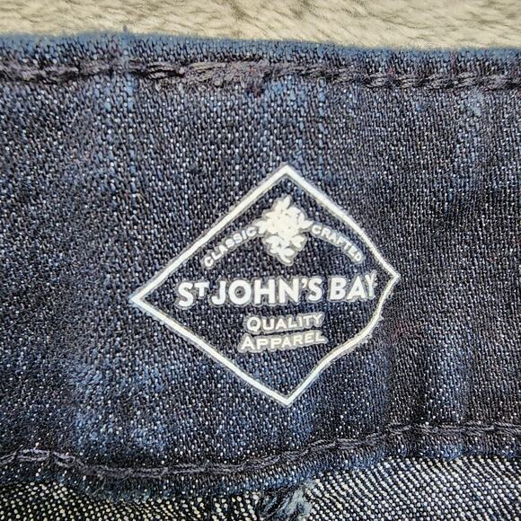 St Johns Bay Jeans Women 18 Blue Dark Wash High Rise Capri Stretch Denim Casual - Picture 4 of 13